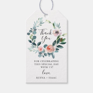 Üppiger Blumenkranz Hochzeit Danke Geschenkanhänger