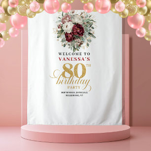 Üppiger Floral Gold 80. Geburtstag Teppichwandbeha Wandteppich