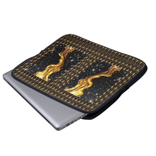 Üppiger Galaxy Stream Liquid Gold Black Monochrom Laptopschutzhülle (Vorne Knopf)