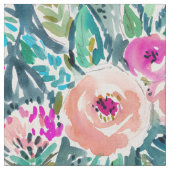 Üppiger Garten-Aquarell mit Blumen Stoff (Nahaufnahme)