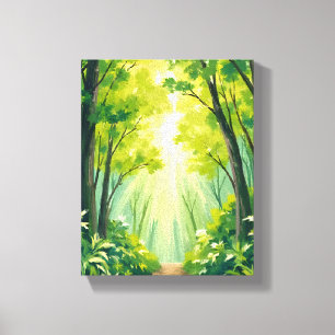 Üppiger grüner Wald Natur Landschaft Aquarell Leinwanddruck