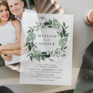 Üppiger Grünkränze Hochzeit Pergament Einladungen