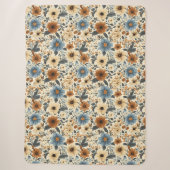 Üppiger Navy-Blauer Elfenbein-Blumen-Boho-Heimschm Sherpadecke (Vorderseite)