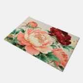 Üppiger Pfingstrosen-Blumenstrauß Fußmatte (Schrägansicht)