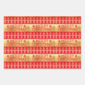 Üppiger Pullover Frohe Weihnachts Strickmuster Geschenkpapier Set (Vorderseite 3)