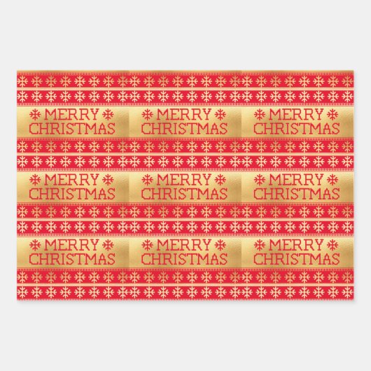 Üppiger Pullover Frohe Weihnachts Strickmuster Geschenkpapier Set (Vorderseite 3)