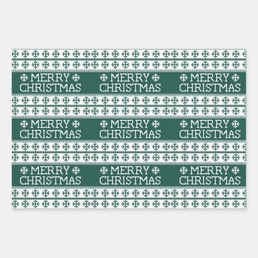 Üppiger Pullover Frohe Weihnachts Strickmuster Geschenkpapier Set (Vorderseite 2)