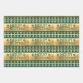 Üppiger Pullover Frohe Weihnachts Strickmuster Geschenkpapier Set (Vorderseite)