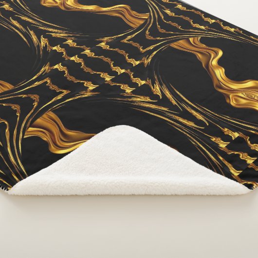 Üppiger Schwung Flüssiges Gold Schwarze Monochrom Sherpadecke (3/4)