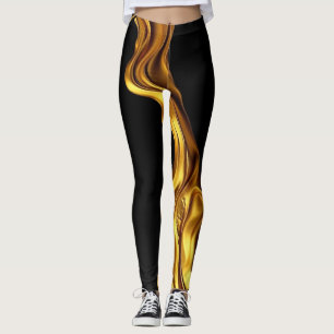 Üppiger Strudel: Flüssiges Gold Schwarze Monochrom Leggings