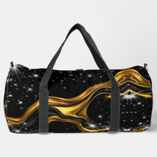 Üppiger Strudel Voll Flüssiges Gold Schwarzes Mono Duffle Bag