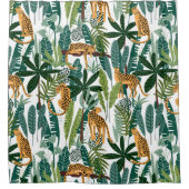 üppiger tropischer Dschungel und Löwenmuster Duschvorhang (Vorderseite)