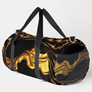 Üppiger Wirbel Flüssiges Gold Schwarzes Monochrom Duffle Bag