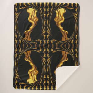 Üppiger Wirbel Flüssiges Gold Schwarzes Monochrom Sherpadecke