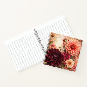 Üppiges Aquarell-Dahlien-Garten-Quadrat-Journal Notizblock