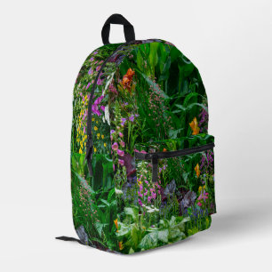 Üppiges englisches Cottage-Garten-Sommerblumen-Fot Bedruckter Rucksack