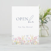 Üppiges florales Open-Bar-Hochzeit-Tischschild (Stehend Vorderseite)