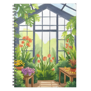 Üppiges Gewächshaus   Florales Botanischer Garten Notizblock