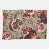 Üppiges Granatapfel-Frucht- und Blumenmuster Geschirrtuch (Horizontal)