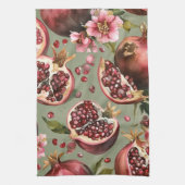 Üppiges Granatapfel-Frucht- und Blumenmuster Geschirrtuch (Vertikal)