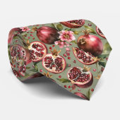 Üppiges Granatapfel-Frucht- und Blumenmuster Krawatte (Gerollt)