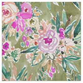 ÜPPIGES LEBEN tropisches BlumenAquarell Stoff