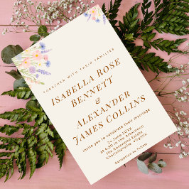 Üppiges Pastell-Wildblumen-Eckenbouquet Aquarell Einladung