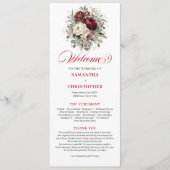 Üppiges Rosafarbenes Burgunder Florales Hochzeitsp Programm (Vorderseite)