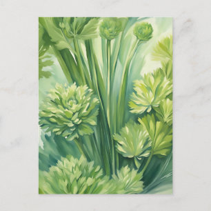 Üppiges Selleriegrün Botanisches Muster Postkarte