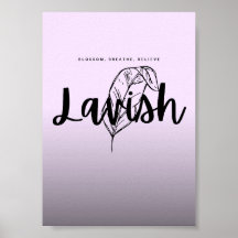 Üppiges Skriptposter Minimalistisches Lila-Wandkun