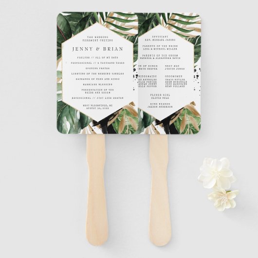 Üppiges Sommergrün-Hochzeitsprogramm Hand Fächer (Vorne und Hinten)