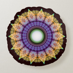 Üppiges, strahlendes, farbenfrohes Muster Rundes Kissen