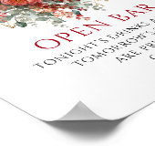 Üppiges Tiefrotes Boho-Blumen-Open-Bar-8x10-Schild Poster (Ecke)