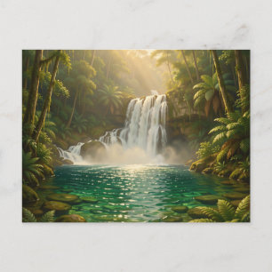 Üppiges tropisches Wasserfall-Dschungelparadies Postkarte