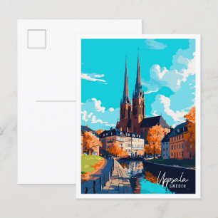 Uppsala Schweden Kunst Vintage Reise Illustration Postkarte
