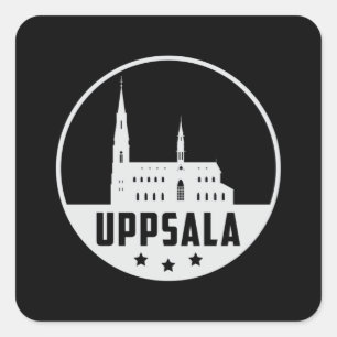 Uppsala Sweden City Skyline Cityscape Geschenk Ide Quadratischer Aufkleber