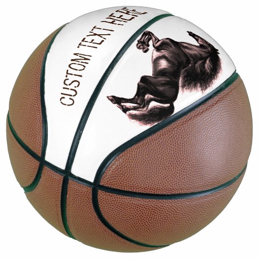 Upright Black Wild Hord Custom Text Basketball (angewinkelt)