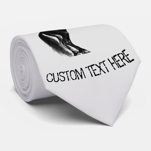 Upright Black Wild Horse Neck Tie Custom Text Krawatte (Gerollt)