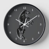Upright Black Wild Horse Wall Clock-Geschenk Uhr (Vorderseite)