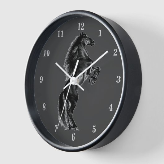 Upright Black Wild Horse Wall Clock-Geschenk Uhr (Winkel)