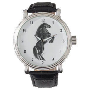 Upright Black Wild Horse Watch Armbanduhr