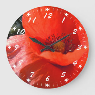 Upright Poppy Große Wanduhr