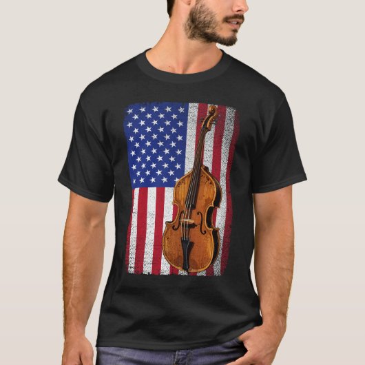 Upriobass American Flag Patriotic Double Bass T-Shirt (Vorderseite)
