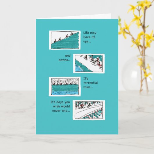 "Ups & Downs" dort Aquamarin für Ihre Grußkarte Karte (Gelbe Blume)