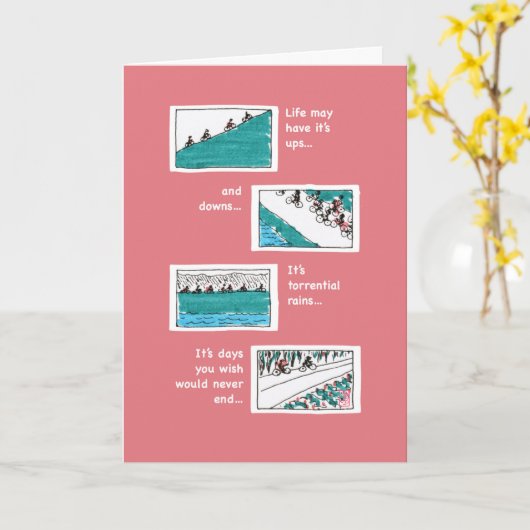 "Ups & Downs" Rosa Hier für Ihre Grußkarte Karte (Gelbe Blume)