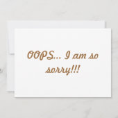 Ups! Es tut mir so leid! Karte (Rückseite)