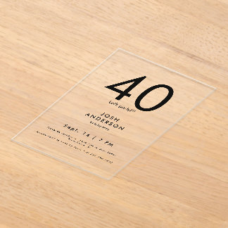 Upscale 40. Geburtstags-Party Acryleinladungen
