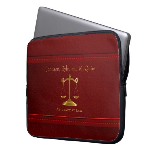 Upscale Deep Red Leather - ⚖ Laptopschutzhülle (Vorderseite Links)