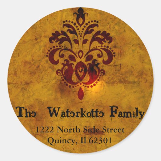 Upscale Fleur-Adressetikett Runder Aufkleber (Vorderseite)