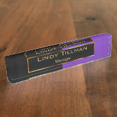 Upscale Lila und schwarz Namensplakette (Seite)